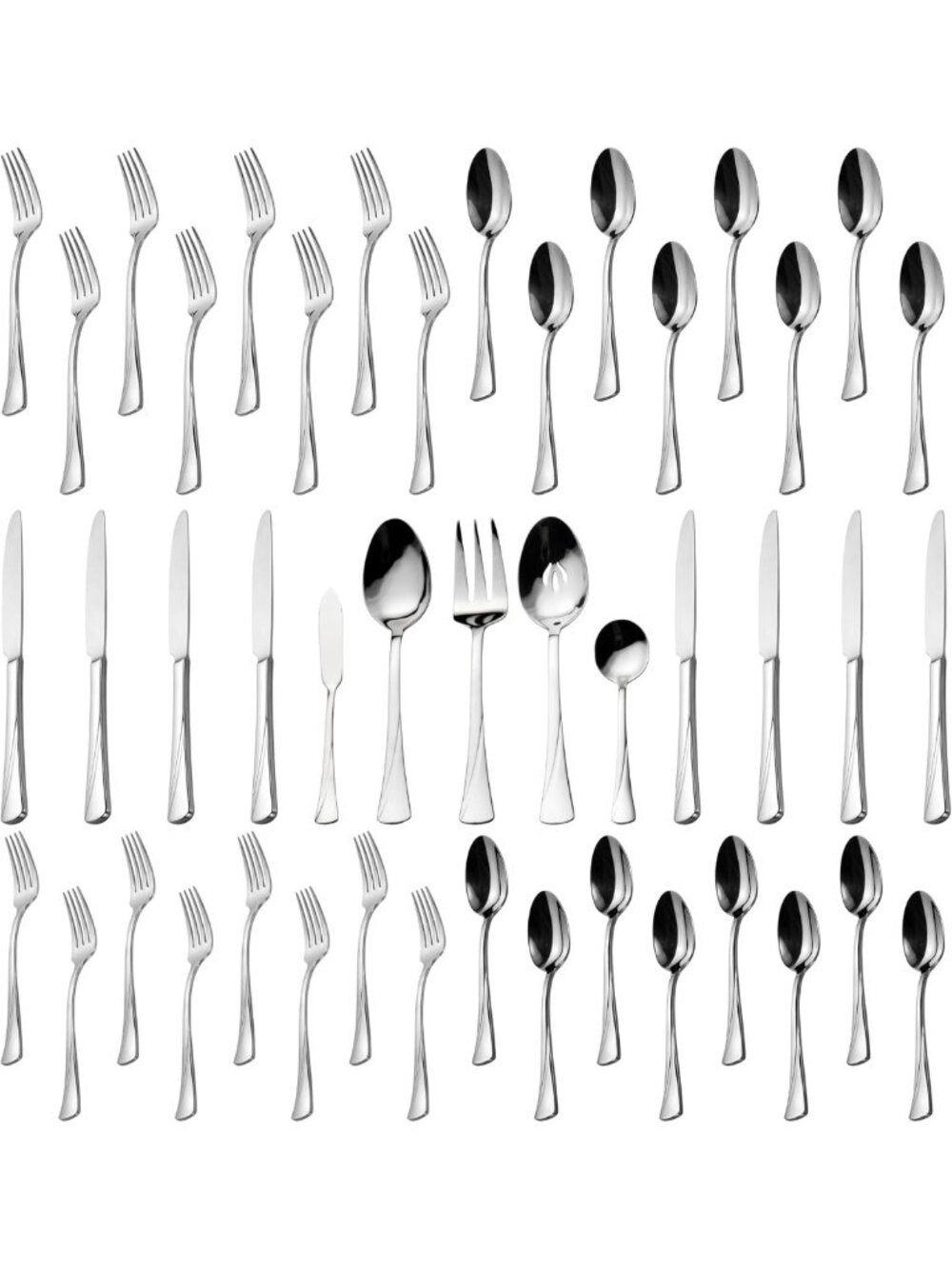 45-Piece Stainless Steel Silverware Set for 8, Mirror Polished, Dishwasher Safe